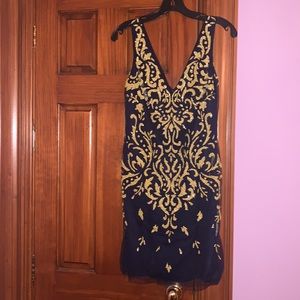 Navy/gold cocktail dress
